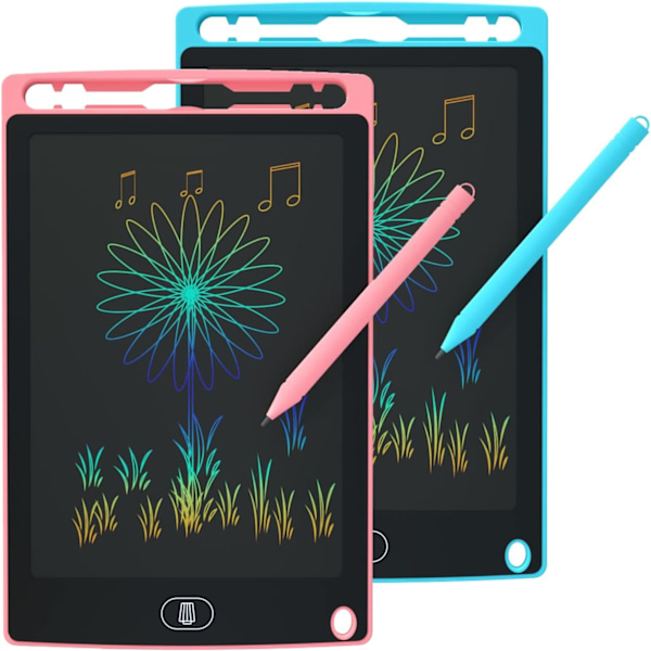 LCD Skrivetavle til Børn, 8,5 Tommer Tegne Doodle Tavle Pad Tablet Scribbler Pad, Bærbar Læring Legetøj med Lås til Børn 3-6 År 2set 8.5 Inch -( pink & light blue)