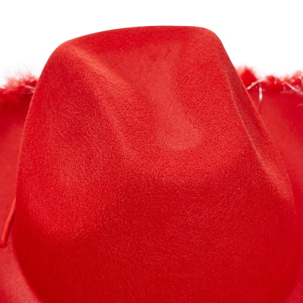 Cowboyhatte til Kvinder Plysset Fjederkant Cowgirl Hat til Polterabend, Kostumefest, Leg Klæd Dig Ud Red