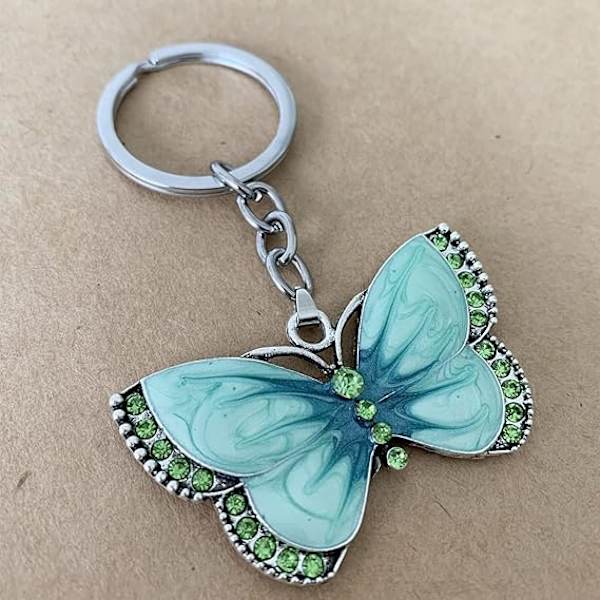 Nøglering til Piger Kvinder Butterfly Nøglering Krystal Butterfly Vedhæng Nøglering Nøglering Charm Bil Taske Tegnebog Hængende Green