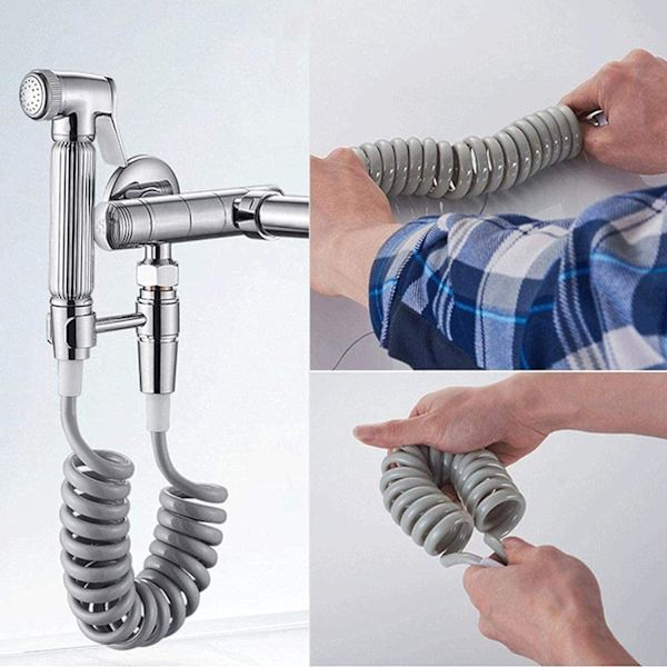 Forår Fleksibel Bruseslange, ABS Fleksibel Teleskopisk Bruseslange, Badeværelse Spiral Fleksibel Bruseslange til Toilet Hane, Bidet Sprøjte, Håndbruser - 3M Grey