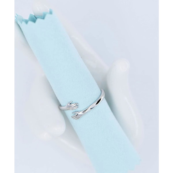 925 Sterlinghopea Sormukset Naisille Tytöille Miehille tai Unisex Hopeinen Halaavat Kädet Avoin Sormus Korut Halaavat Kädet Statement Sormukset Nauhat Koko Silver