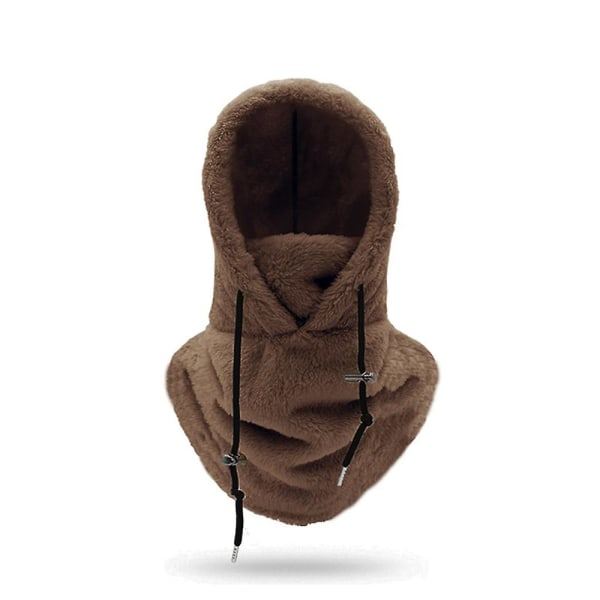 Sherpa-huppu Ski-maski Talvi Balaclava Kylmä Sää Tuulenpitävä Säädettävissä Lämmin Talvi Huppu Peite Hattu Lippis Huivi [DB] Tummanruskea Dark Brown