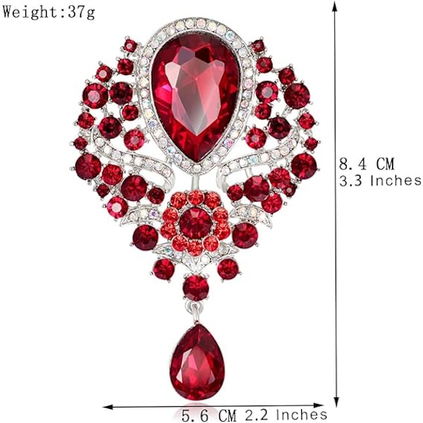 Broscher Emalj Brosch för Män Kvinnor Retro Strass Slipstift Kläder Hatt Dekoration Red