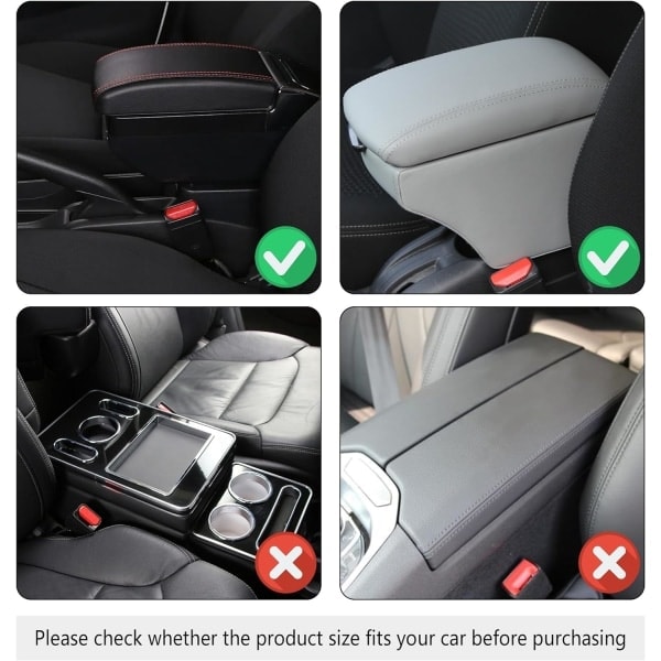 Opgraderet Midterkonsol Cover til Bil, Mikrofiber Læder Armlæns Cover med 2 Opbevaringslommer, Universal Bil Armlæns Opbevaringsboks Bil Interiør A Black