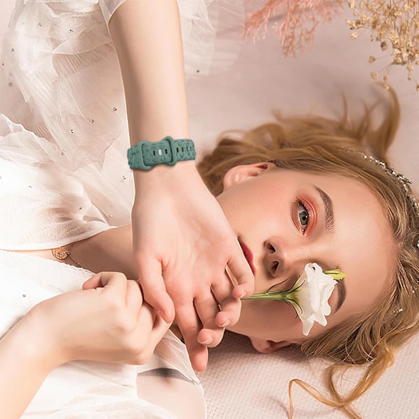 Gravert Rem for Apple Watch-reimer, iwatch-reim Kvinner, Myk Silikon Rose Blomstermønster Bånd for iWatch Series-reim Red/Cactus 38/40/41mm