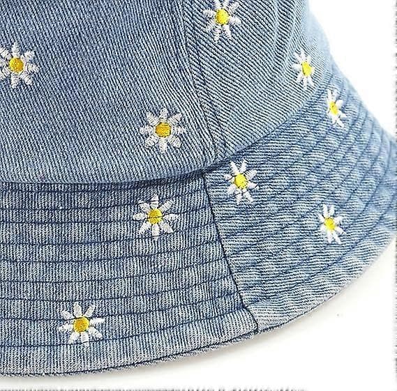 Solhatter Vasket Denim Bøttehatter Sammenleggbare Strandhatter, Lyseblå
