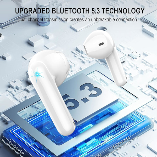 Trådløse Bluetooth-hodetelefoner, Bluetooth 5.3-øretelefoner, 48 timer HiFi-stereo, støyreduksjon, USB-C hurtiglading