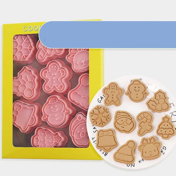 10 Delar DIY Julstil Kakformar Pressbara Plastformar för Kakor