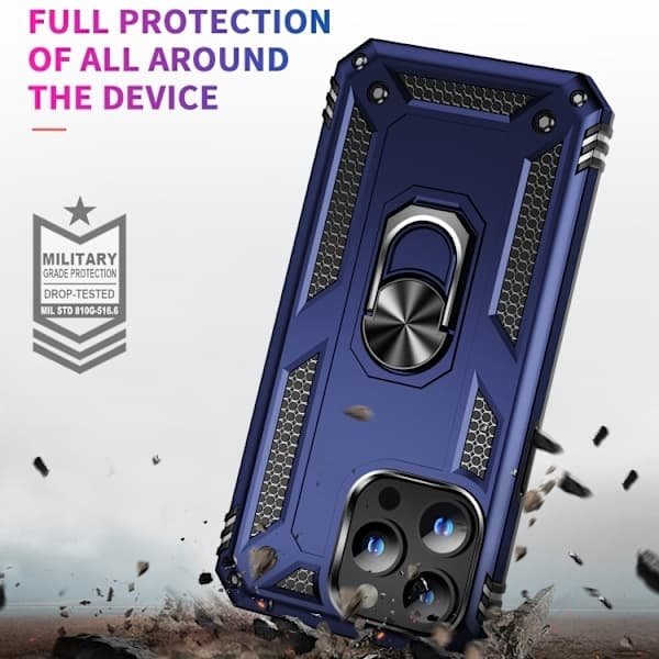 iPhone 15 Pro -kotelo, Hybrid Armor Ring, sininen