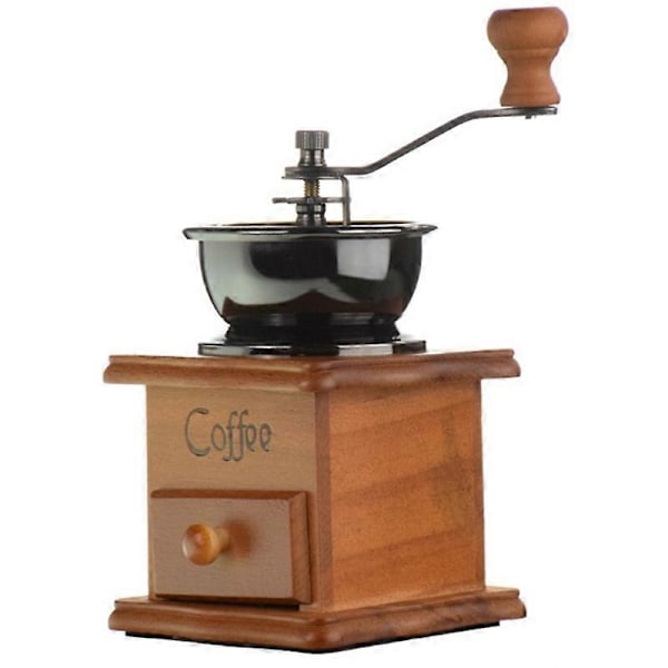 Retro Trälåda Handvevad Keramisk Hjärtmalningskvarn Handdriven Kaffebönskvarn Kaffe