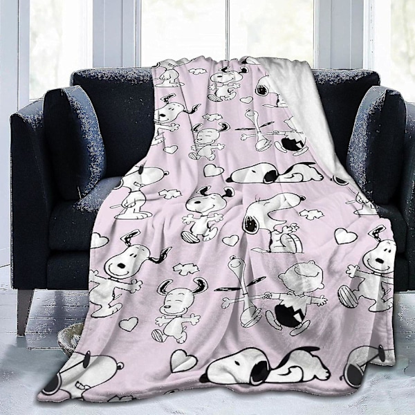 Snoopy Flannel-heitopeitteet Superpehmeät Flannel-fleece-peitteet Pehmeät Lämpimät Peitteet Sänkyyn, Sovalle, Useita Kokoja Aikuisten, Lasten ja Teinien Tarpeisiin Hyvin Sopiva B 60x50in 150x125cm