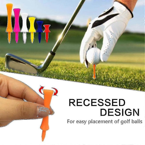 50 st Golf-peggar Steg Ner Plast Okrossbara Återanvändbara Bulk Professionell Höjd 57mm Orange