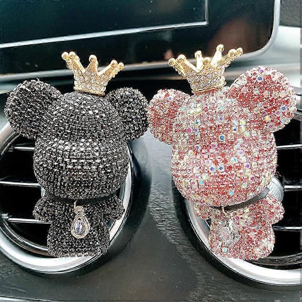 Bil Luftfrisker Bling Rhinestone Bjørn Bilventil Klips Dekorasjon