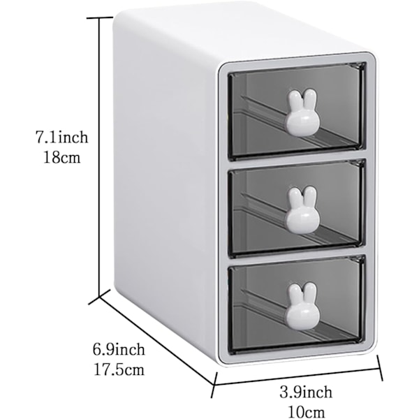 Stable Stakbar Opbevaringsboks til Skrivebord med 3 Skuffer, Transparent Multilag Kosmetik Opbevaringsboks Skrivebord Opbevaringsboks, Velegnet til Kontor Skrivebord Kosmetik