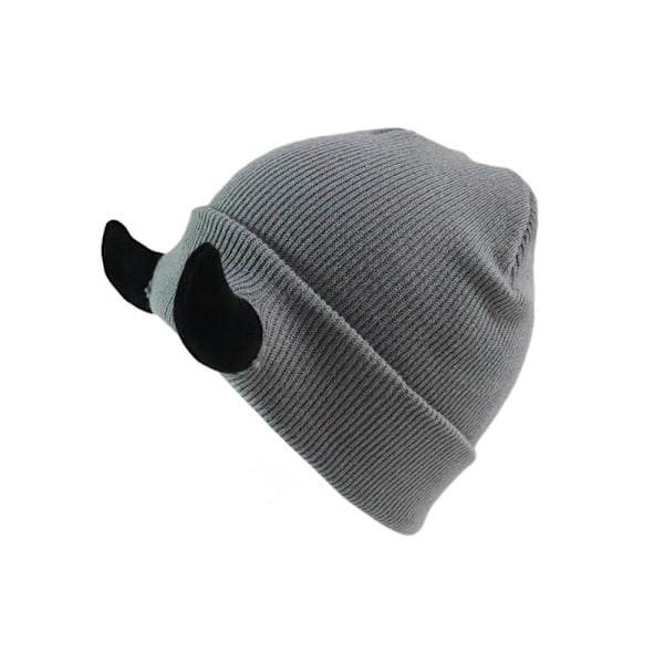 Djävulshorns Män Hatt Stickad Mössa med Horn Kvinnor Hip Hop Demon Horn Keps för Vinter Varm Skid Utomhus Gray