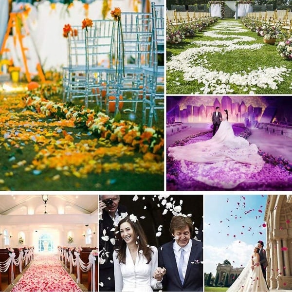 1000 stk. Kunstige roseblader for bryllupsdekorasjoner, romantisk kveld, Valentinsdag, arrangementer, hvit Light purple