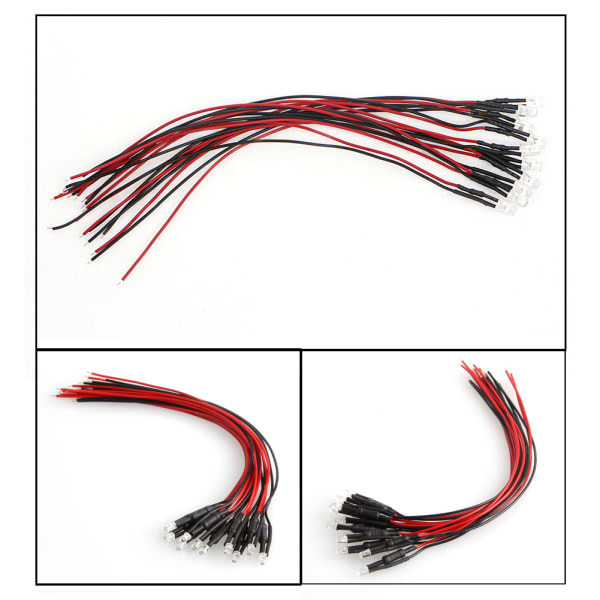 10 stk DC12V 5mm LED-lys Forhåndstilkoblet LED-lys Små 18 cm lange Optoelektroniske lys Røde