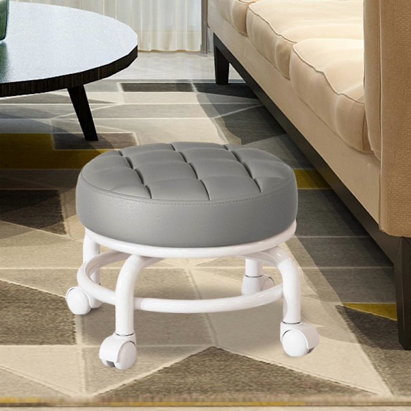 360° Roterande Rullpall Hushållspall Flyttbar Pall Lågt Buller Remhjul Låg Pall Universella Svängbara Hjul För Kök Hem Gray 30cmx28cmx6cm
