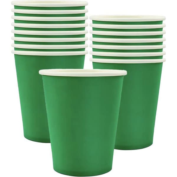 16-pack pappersmuggar - gröna pappmuggar - för kaffe, te, kalla drycker - födelsedagsfest, bröllop, semester