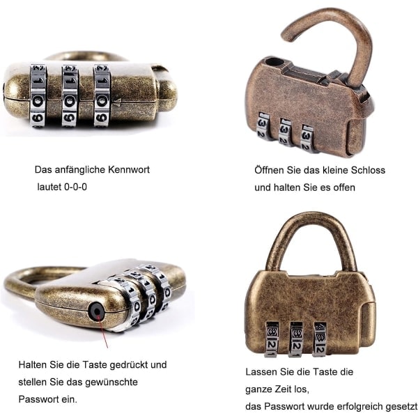 Sæt med 4 mini kameramodeller i retrostil til bagage, kufferter, vintage
