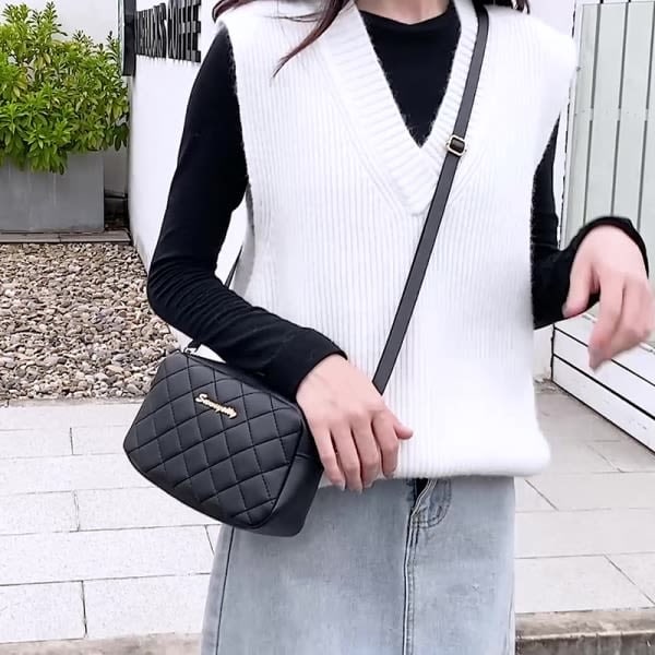 Fashionabla avslappnade crossbody-väskor för kvinnor lyxig tofs Black