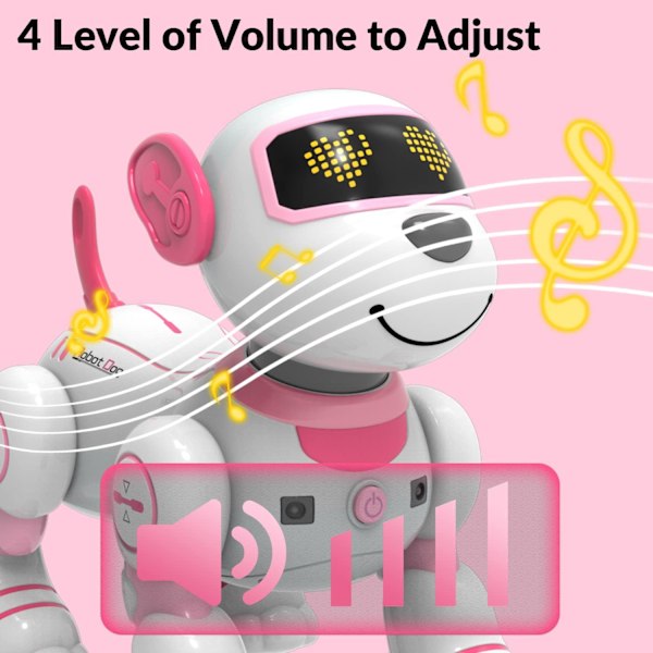 Fjernstyrt Robothund for Barn, Interaktiv Robotthund, RC Robot med Berøringssensor, LED-Øyne, Dans og Musikk