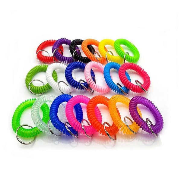 Flerfärgad Stretch Plast Spiral Armband Ringar för ID-bricka Utomhus