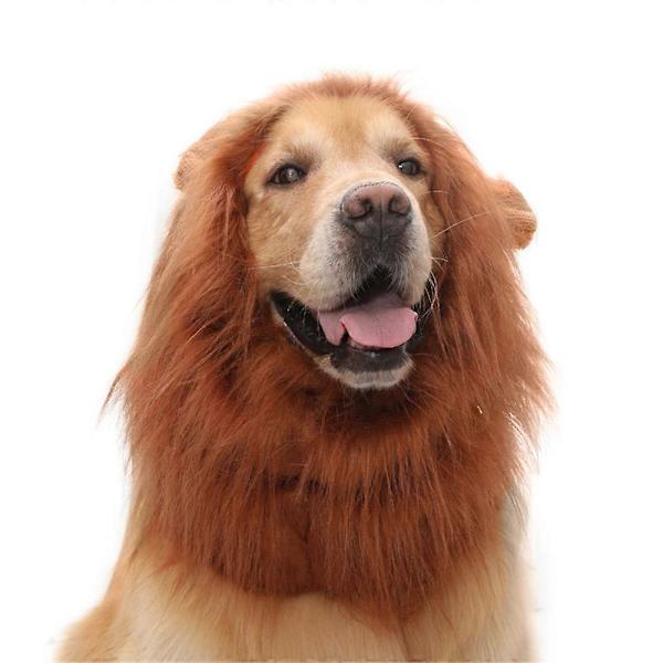 Realistsik & Rolig Lejonman för Hundar - Husdjurskläder Lejonman Hund Cosplay Kostymer med Öron Fancy Dress Up för S/M/L Hundar Dark Brown M