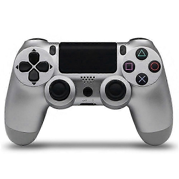 Trådlös PS4-handkontroll Bluetooth Gamepad med Vibration, Ergonomisk Design för PS4-konsol - Ljus Röd Multicolor Silver
