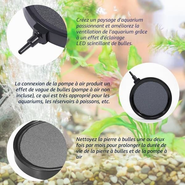 Boblesteinsskive - 1 enhet - Sintret sand - Oksygendiffusor - Akvarium og dam - 10x10cm
