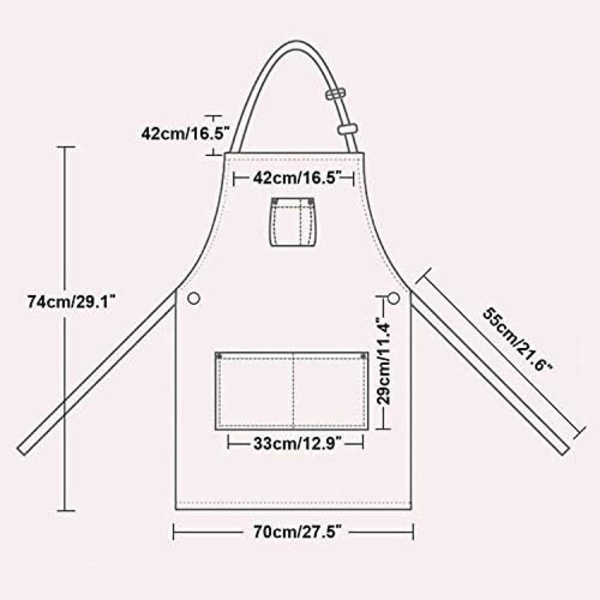 Unisex Denim Forklæder med Lomme Justerbar Denim Jean Køkkenforklæde med 3 Lommer til Kvinder og Mænd Køkken Madlavning, Have og Restaurant