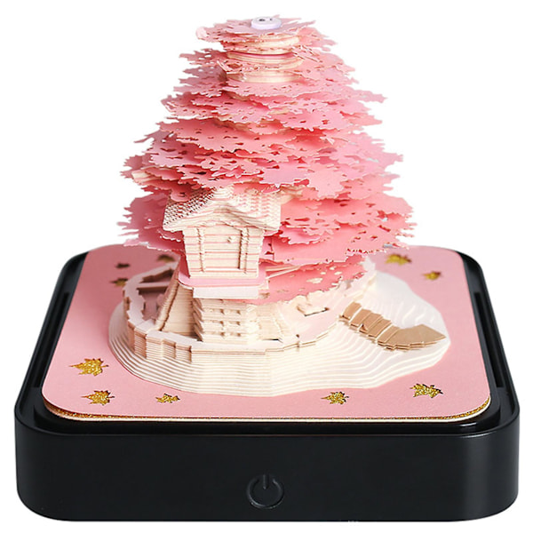 2024 Kalender Memoblok Med Lys Interessant Formet 3d Kalender Notesblok Til Familie Ven Nabo Gave Tree House Pink