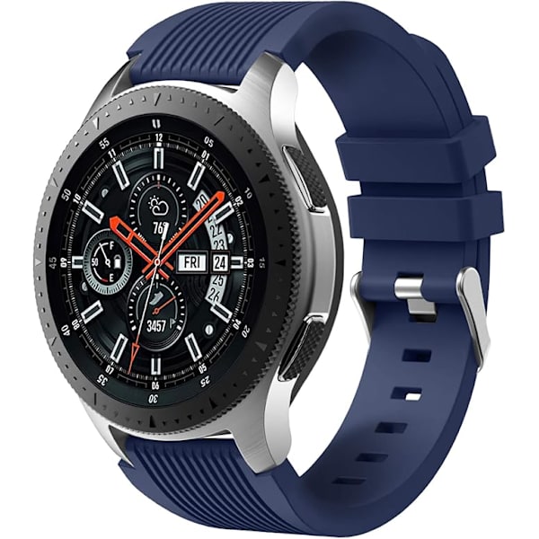 Rem för Samsung Galaxy Watch 46mm Mjukt Silikon Sport Armband Ersättning 22mm för Män Kvinnor Dark Blue
