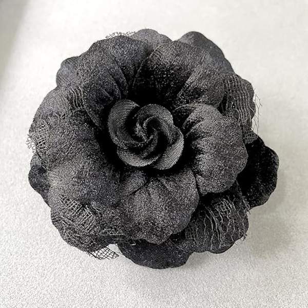 Kamelia blomma broscher slag pinnar spets blommor brosch klassisk för bröllopsfest dans bankett för kvinnor damer elegant Black