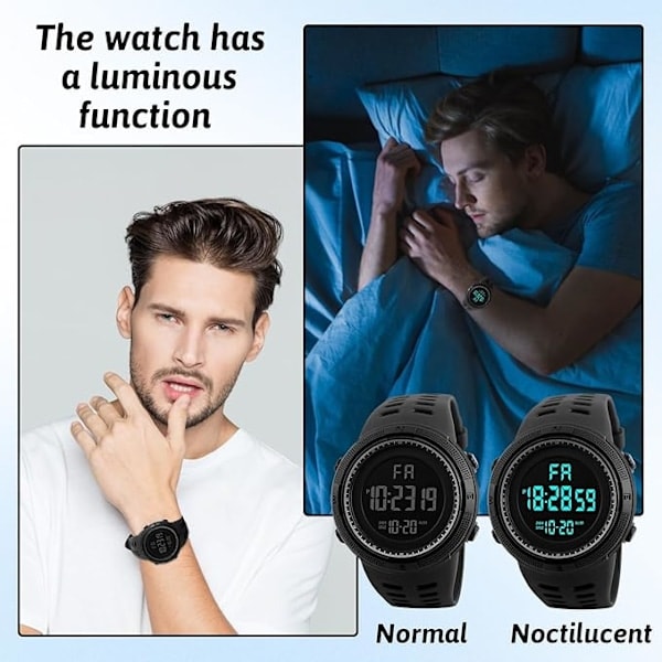 Digitalt Ur Herre Digitalt Ur Digitale Armbåndsure til Mænd Vandtæt Ur til Mænd Ure med Lys