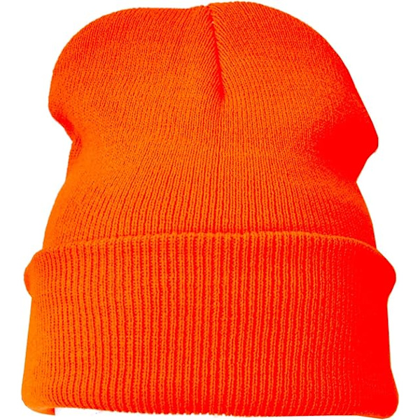 Miesten ja naisten pehmeä ja mukava arkikäyttöön sopiva hattu, lämmin neulottu talvivillainen skully-hiuspanta hiihtoon Orange