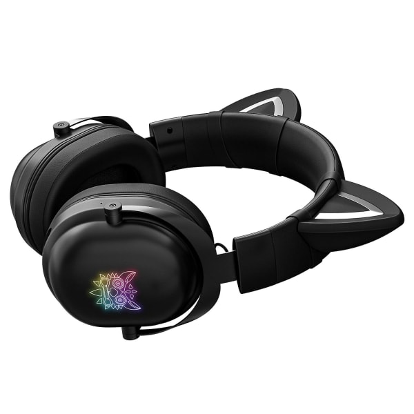 Fargerikt lysende Bluetooth-headset med katteører - Lang batteritid, stabil overføring og praktisk bruk black