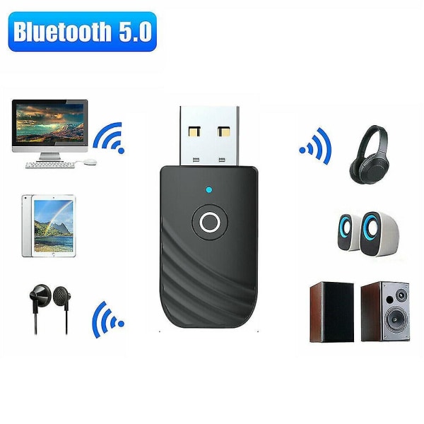 Langaton USB Bluetooth 5.0 -äänenlähetin-vastaanotin 3-in-1-sovitin PC:lle, TV:lle ja autoon