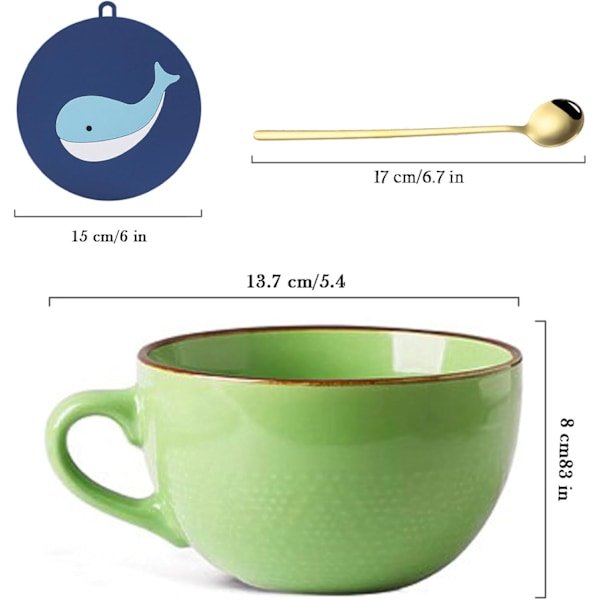 700 ml Suuri Keramiikka Kahvimuki, Viljakeittokuppi/Kahvimuki/Salaattikuppi (ilman Alustaa ja Lusikkaa)