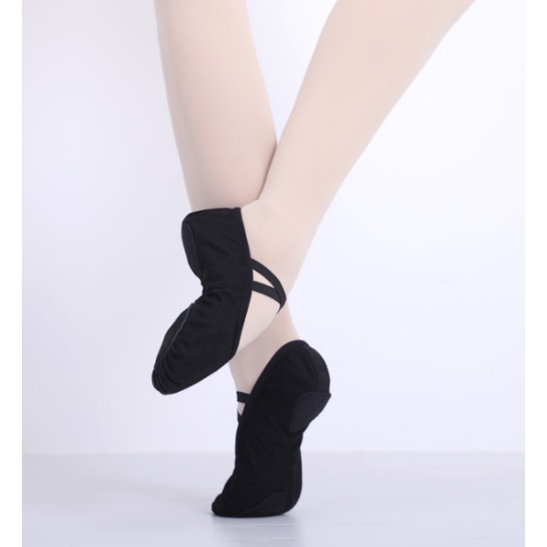 Balettskor med delad sula, platta gymnastikskor för dans Black 2.5 UK