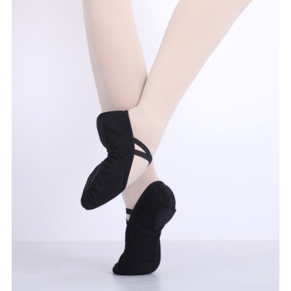 Balletdansesko med delt såle - Flat Gymnastikdanseslippere Black 6.5 UK