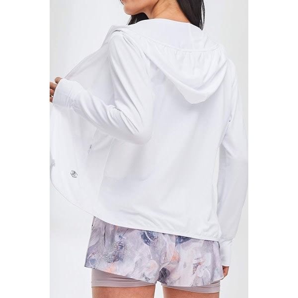 UPF 50+ UV-skydd Damkläder Dragkedja Hoodie Långärmad Fiske Löpning Vandringsjacka Utomhus Performance Tröja, Vit, L