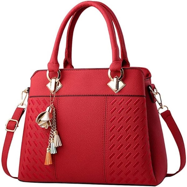 Damhandväskor Axelväska Crossbody Messenger Väska Tote Satchel för Kvinnor PU Läder Handväska Burgundy