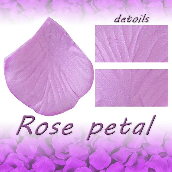 1000 stk. Kunstige roseblader for bryllupsdekorasjoner, romantisk kveld, Valentinsdag, arrangementer, hvit Light purple