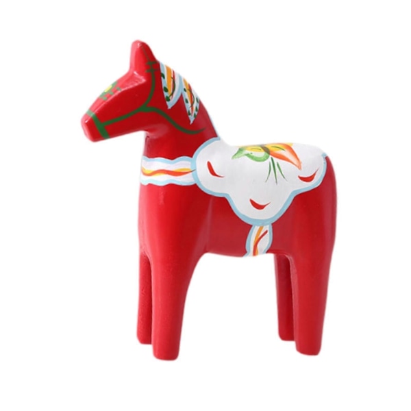 Svensk Dalahest i træ, Svensk Dalahest Statue, Julepynt Gave Samlerobjekt Boligindretning Dalahest Figur red