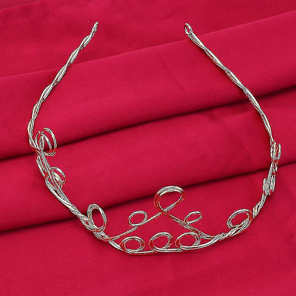 Enkel Krone Diadem Stil Bryllup Tiara Brude Hårtilbehør for Jenter Kvinner (Gullfarget)
