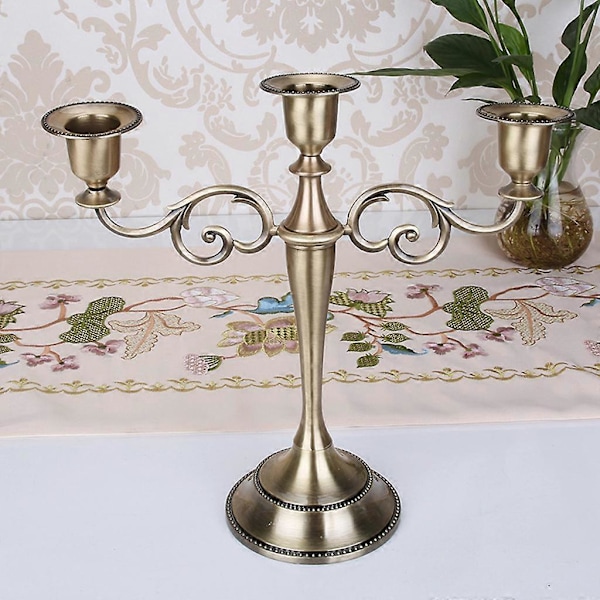 3 Ljusstake Pillar Ljusstake Matsalsrekvisita- Bronze