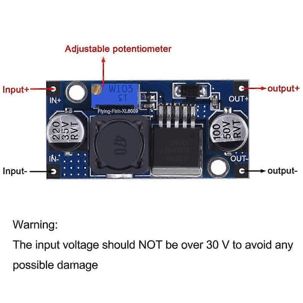 DC-DC Justerbar Step-up Boost Strømomformer Modul XL6009 Erstatter LM2577