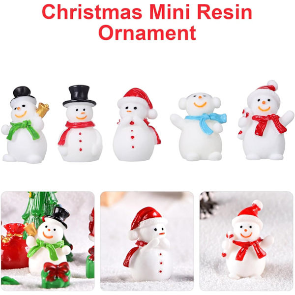 5 stk Mini Snemand Figurer Jule Miniature Snemand Harpiks Snemand med Hat til Håndværk DIY Julefest