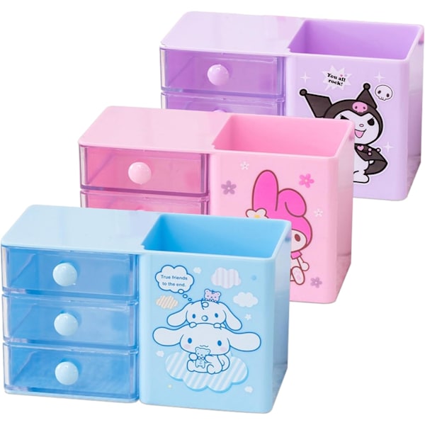 Anime Desktop Cinnamoroll Skrivebords Kontorartikler Beholder Penneholder til Skrivebord Sød Blyantskop Pot Makeup Penselholder Miniboks Melody